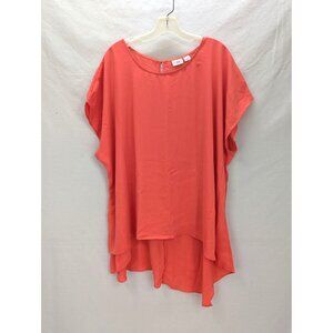 Cato Woman Orange Sleeveless Polyester Blouse Asymmetrical Hem Line Size 22/24W